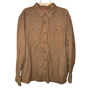 Royal Robbins Mens Shirt Standard Fit XXL Brown Cotton Button Front Long Sleeve